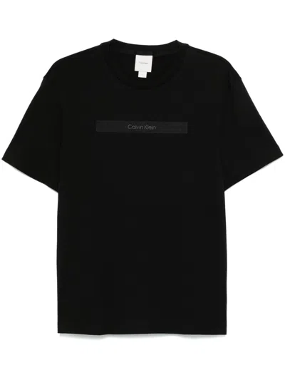 Calvin Klein T-shirt Mit Logo-stickerei In Schwarz