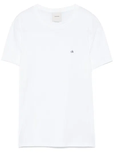 Calvin Klein Logo-embroidered T-shirt In White
