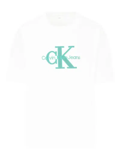 Calvin Klein Kids' Logo-embroidered T-shirt In White