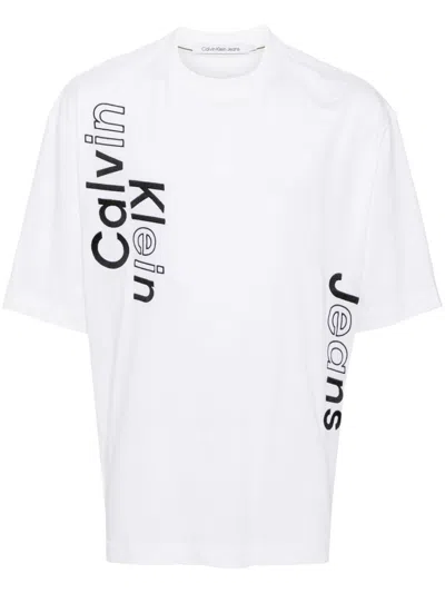 Calvin Klein Logo Embroidered T-shirt In White