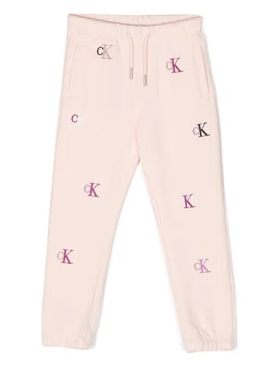 Calvin Klein Kids' Logo-embroidered Track-pants In Pink