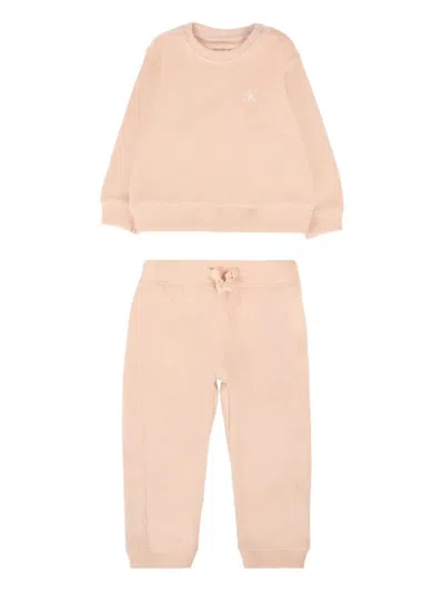 Calvin Klein Babies' Logo-embroidered Tracksuit In Neutral