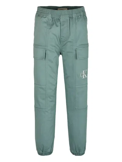 Calvin Klein Logo-embroidered Trousers In Green