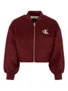 Calvin Klein Logo-embroidered Zip-up Bomber Jacket In Red