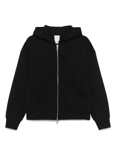 Calvin Klein Logo-embroidered Zip-up Hoodie In Black