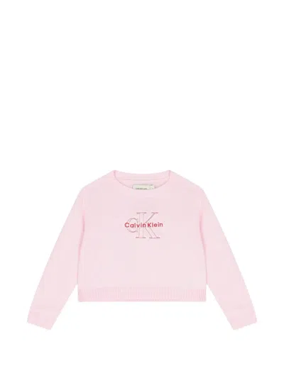 Calvin Klein Kids' Logo-embroidery Sweater In Pink