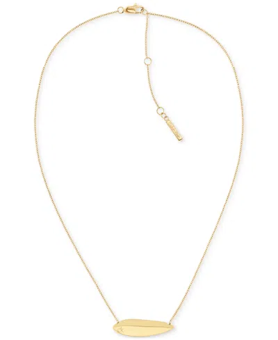 Calvin Klein Logo-etched Sculpted Pendant Necklace, 16" + 2" Extender In Gold