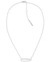 Calvin Klein Logo-etched Sculpted Pendant Necklace, 16" + 2" Extender In Metallic