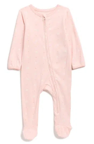Calvin Klein Babies'  Logo Full Zip Footie In Pink