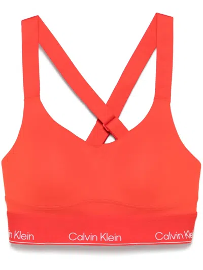 Calvin Klein Logo-hem Sports Bra In Red