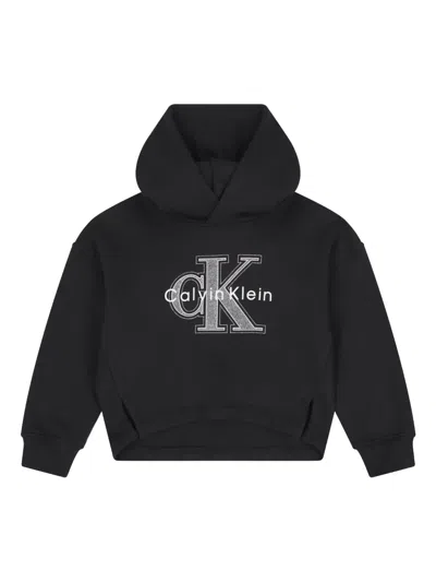 Calvin Klein Kids' Logo Hooded Hoodie In Black