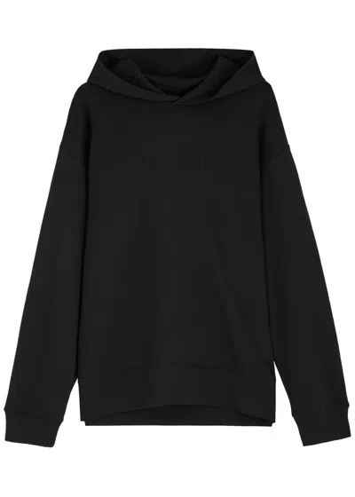 Calvin Klein Logo Hooded Stretch-cotton Sweatshirt In Black