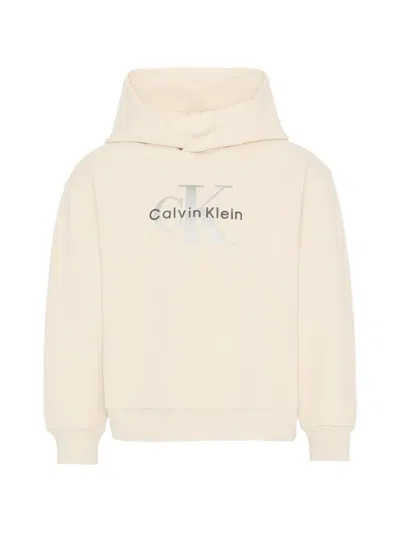 Calvin Klein Kids' Logo Hooded Sweatshirt In Neutral