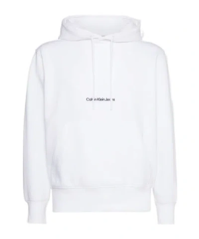 Calvin Klein Logo Hooded Sweatshirt In White