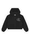 Calvin Klein Logo Hooded Zip-up Hoodie In Black