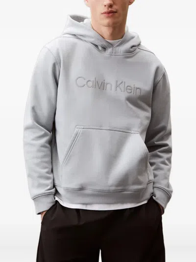 Calvin Klein Logo Hoodie In Gray