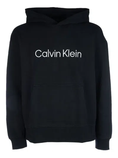 Calvin Klein Logo Hoodie In Black
