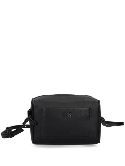 Calvin Klein Logo-lettering Crossbody Bag In Black