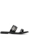 Calvin Klein Slip-on Leather Sandals In Black
