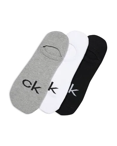 Calvin Klein Logo Ped Sock 3-pack In Charcoal
