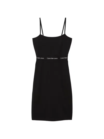 Calvin Klein Logo Midi Dress In Black