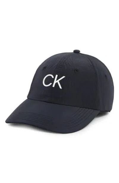 Calvin Klein Logo Nylon Baseball Cap In Black