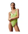 Calvin Klein Logo One-piece Swimsuit In Green
