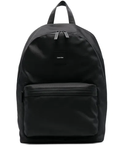 Calvin Klein Logo-patch Backpack In Black