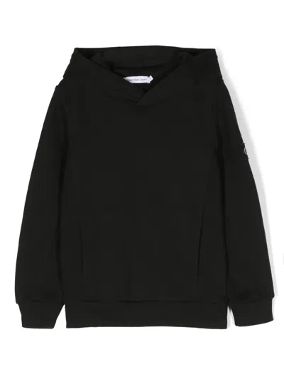 Calvin Klein Kids' Logo-patch Cotton Hoodie In Black