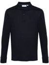 Calvin Klein Long-sleeve Cotton Polo Shirt In Blue