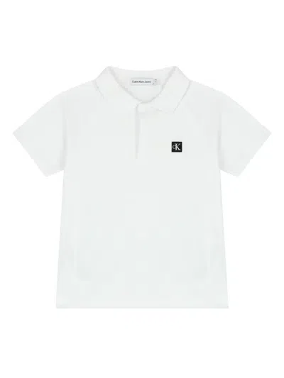 Calvin Klein Kids' Logo-patch Cotton Polo Shirt In White