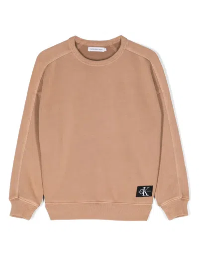 Calvin Klein Kids' Logo-patch Cotton Sweatshirt In Orange