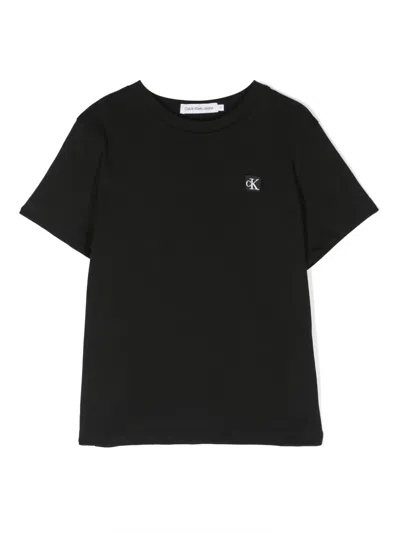 Calvin Klein Kids' Logo-patch Cotton T-shirt In Black