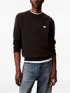 Calvin Klein Logo-patch Crew-neck Sweatshirt In Black