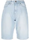 Calvin Klein Logo-patch Denim Shorts In Blue