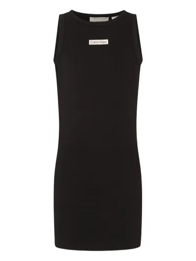 Calvin Klein Logo-patch Dress In 黑色