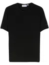 Calvin Klein Logo-patch Fine-ribbed T-shirt In Black