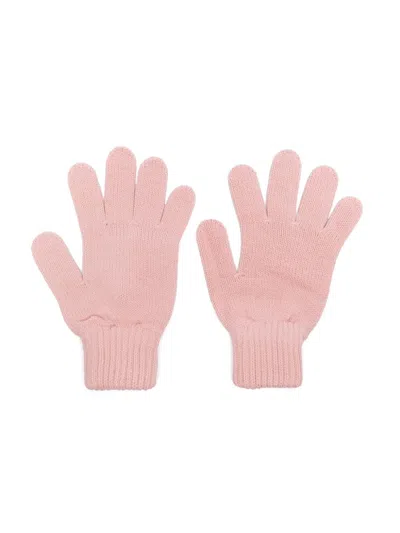 Calvin Klein Kids' Logo-patch Gloves In 粉色