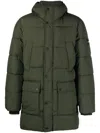 Calvin Klein Logo-patch Hooded Puffer Coat In Grün