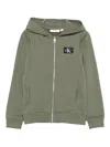 Calvin Klein Logo-patch Hoodie In Green