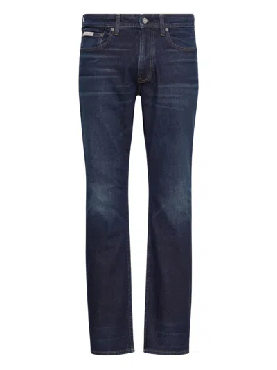 Calvin Klein Logo-patch Jeans In Blue
