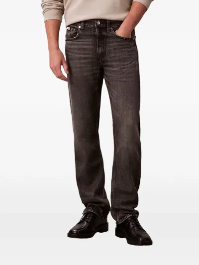Calvin Klein Logo-patch Jeans In Brown