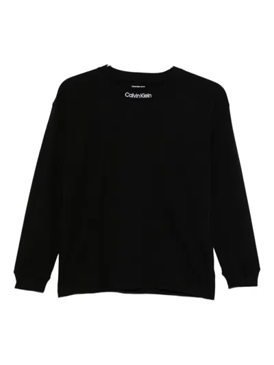 Calvin Klein Kids' Logo-patch Long-sleeve Top In Black