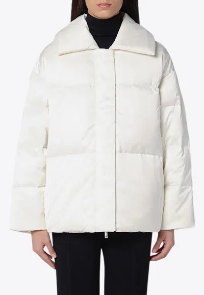 Calvin Klein Logo Patch Padded Jacket In White