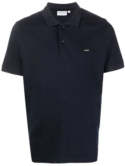 Calvin Klein Logo-patch Polo Shirt In Blau