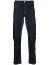 Calvin Klein Logo-patch Slim-cut Jeans In Blue