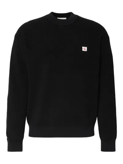 Calvin Klein Logo-patch Sweater In Black