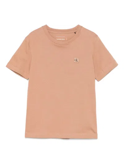 Calvin Klein Kids' Logo-patch T-shirt In Brown