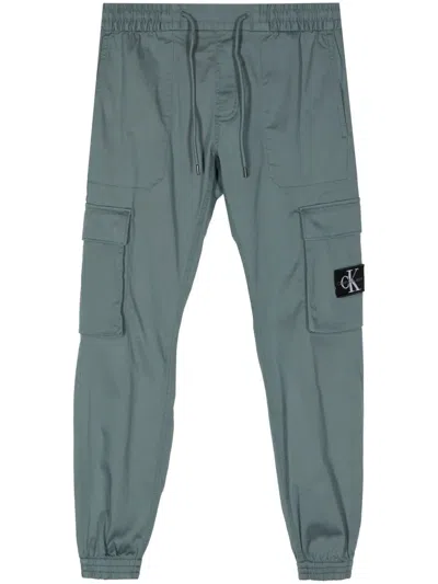 Calvin Klein Logo-patch Track Pants In Blue