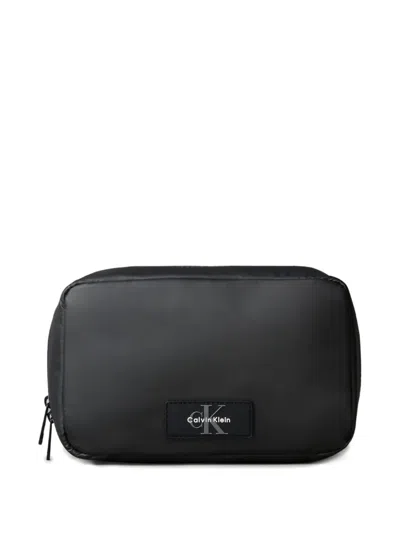 Calvin Klein Logo-patch Wash Bag In Black